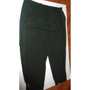 QVC Susan Graver Hunter Green Polyester Spandex Silky Pants Zipper Accents Lg P.